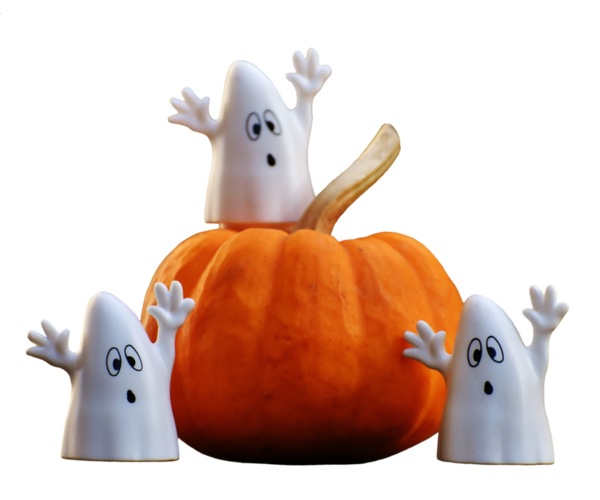 Transparent Halloween Ghost Jacko Lantern Orange Stuffed Toy for Halloween