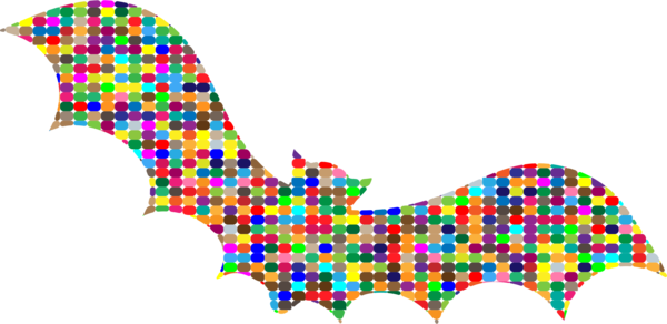 Transparent Bat Mosaic Color Point Area for Halloween