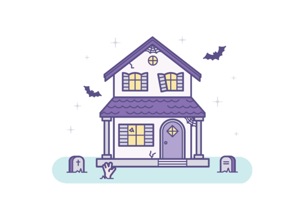 Transparent House Halloween Drawing Area Purple for Halloween