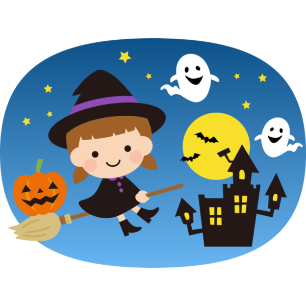 Transparent Halloween Obake Witch Cartoon Area for Halloween