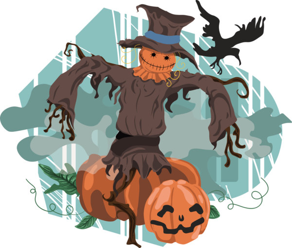 Transparent Halloween Scarecrow Jacko Lantern Cartoon Pumpkin for Halloween