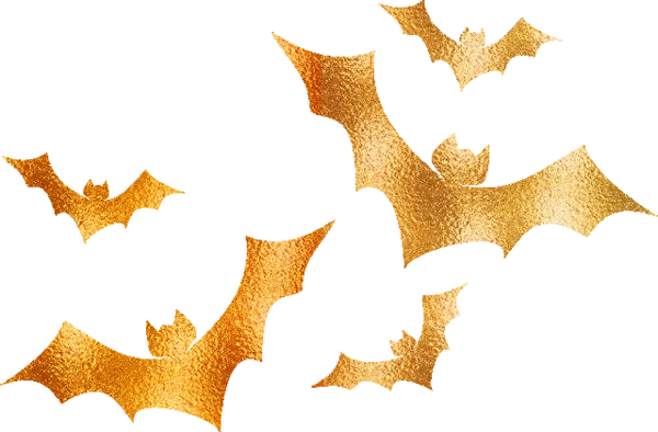 Transparent Gold flying bats for Halloween
