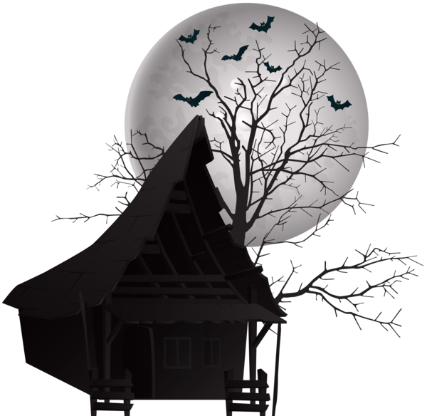 Transparent Halloween Black And White Haunted House Sky for Halloween