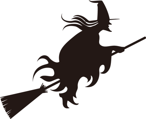 Transparent Witch Broom Halloween Silhouette Black And White for Halloween