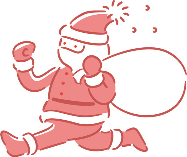 Transparent christmas Pink Cartoon Line art for santa for Christmas