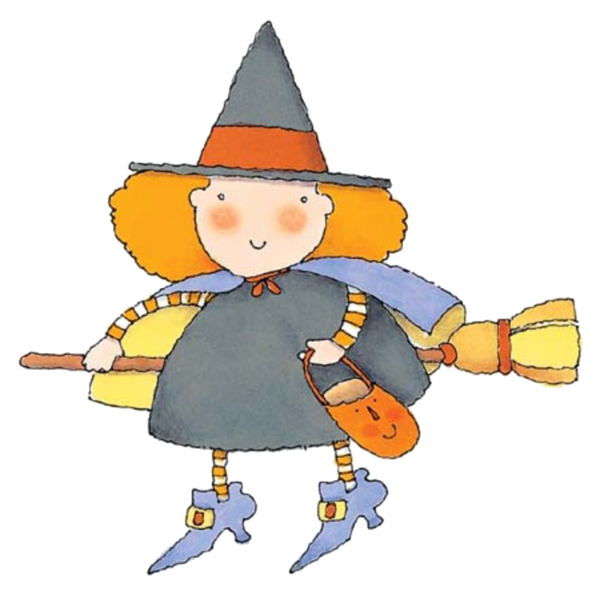 Transparent Broom Cartoon Witchcraft Profession Orange for Halloween