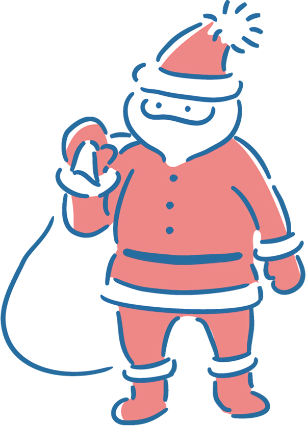 Transparent christmas Cartoon Line Santa claus for santa for Christmas