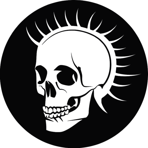 Transparent Skull Punk Rock Drawing Black Bone for Halloween