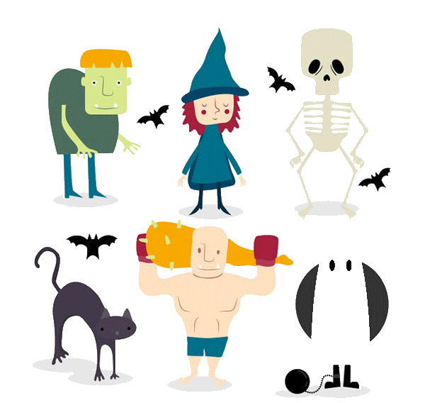 Transparent Halloween Trick Or Treating Character Pattern Design for Halloween