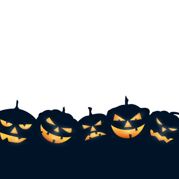 Transparent Jack O Lantern border background for Halloween