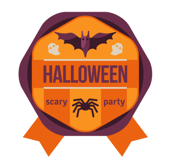 Transparent Halloween scary party with ghost, bat, spider for Halloween