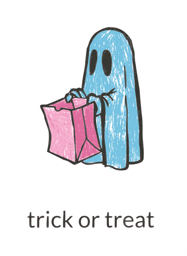 Transparent Drawing Ghost Halloween Pink Text for Halloween