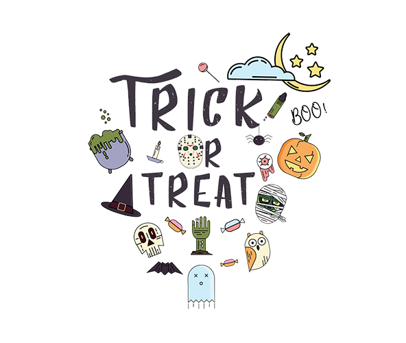 Transparent Trick Or Treating Halloween Pumpkin Text Design for Halloween