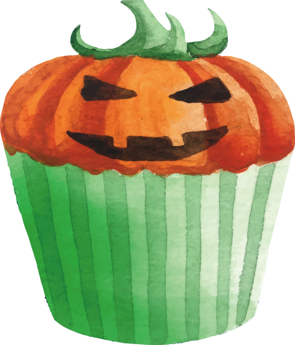Transparent Cupcake Spooktacular Halloween Cupcake Watercolor Painting Food Calabaza for Halloween