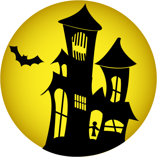 Transparent Halloween Haunted House Jacko Lantern Symbol Yellow for Halloween