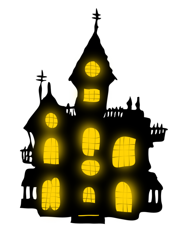 Transparent Halloween Haunted House Haunted Attraction Symbol Yellow for Halloween