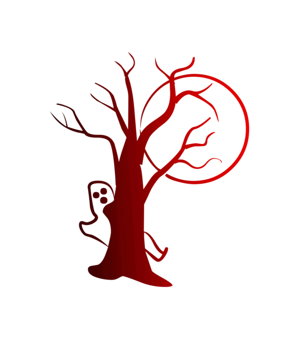 Transparent Decal Wall Decal Sticker Red Tree for Halloween
