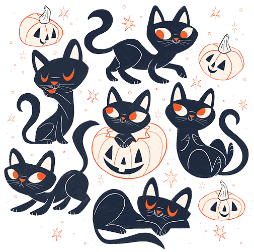 Transparent Cat Kitten Black Cat Paw Tail for Halloween