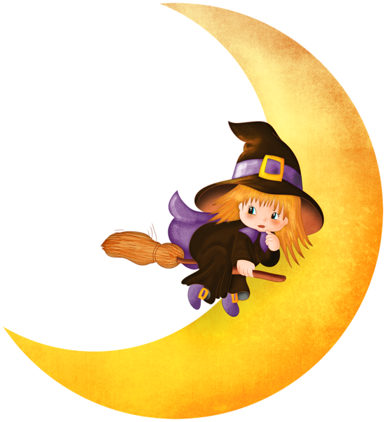 Transparent Halloween Witchcraft Moon Cartoon for Halloween