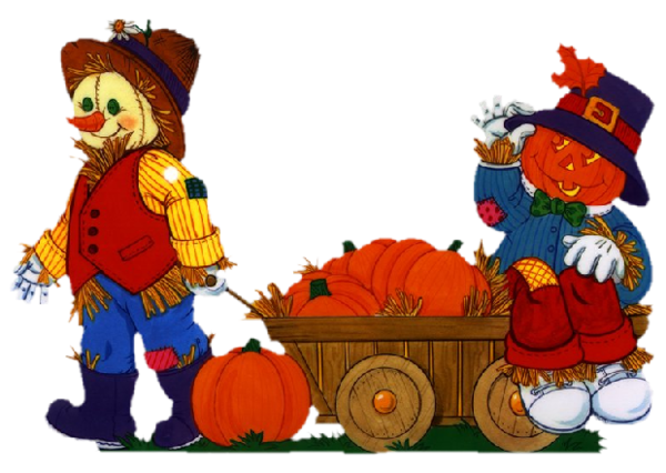 Transparent Scarecrow with pumpkins for Halloween