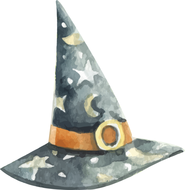 Transparent Hat Witchcraft Watercolor Painting Headgear for Halloween