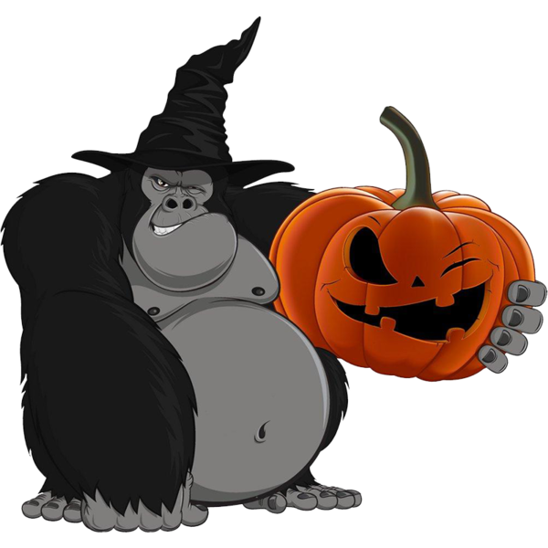 Transparent Gorilla Drawing Cartoon Pumpkin for Halloween