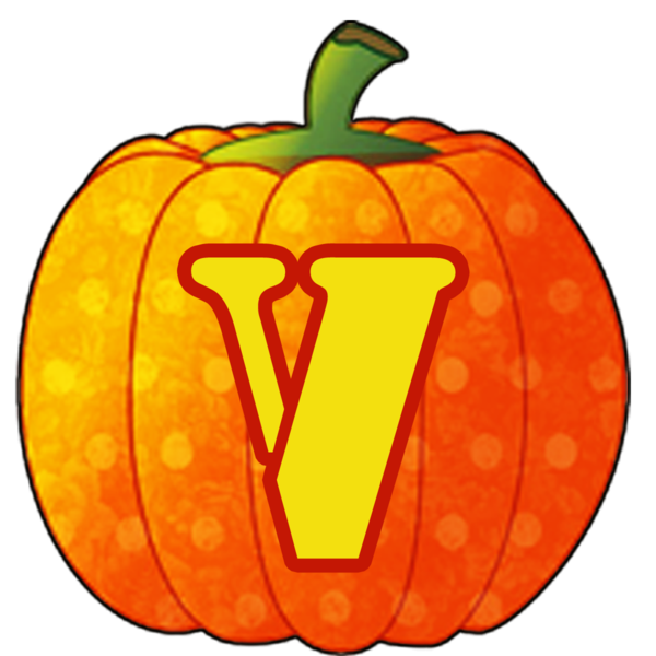 Transparent Pumpkin with letter V for Halloween