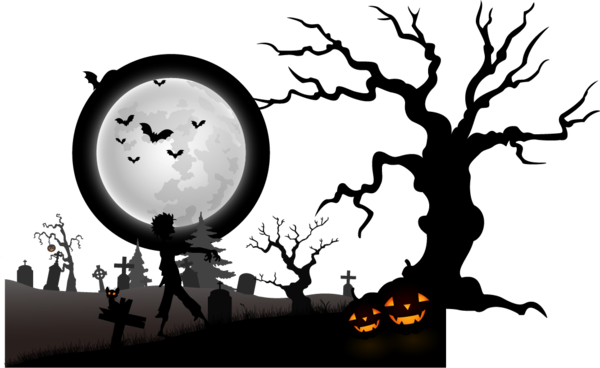 Transparent The Halloween Tree Halloween Drawing Silhouette Tree for Halloween