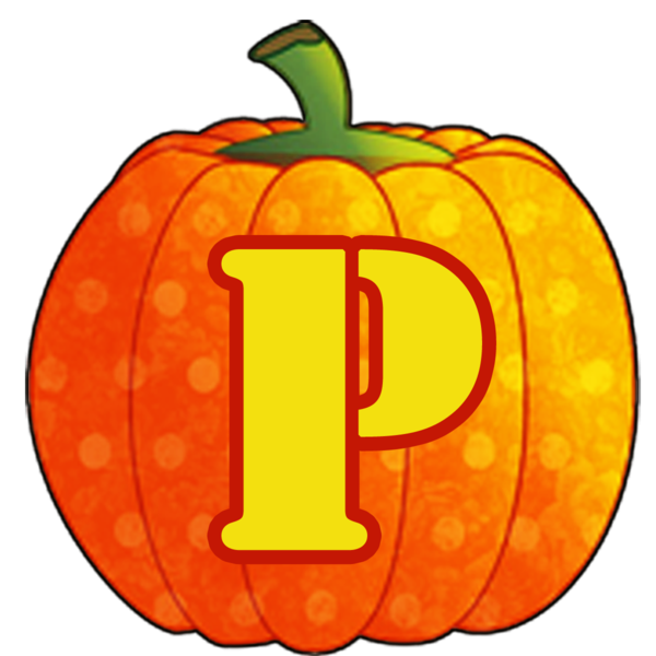 Transparent Cartoon Pumpkin with P letter for Halloween