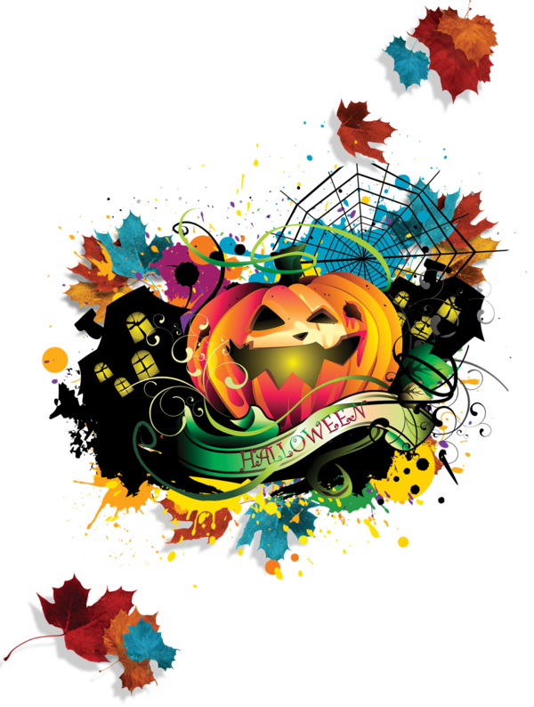 Transparent Halloween Poster Pumpkin Flower Design for Halloween