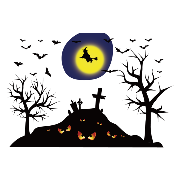 Transparent Halloween Tree Jack O Lantern Silhouette Pattern for Halloween