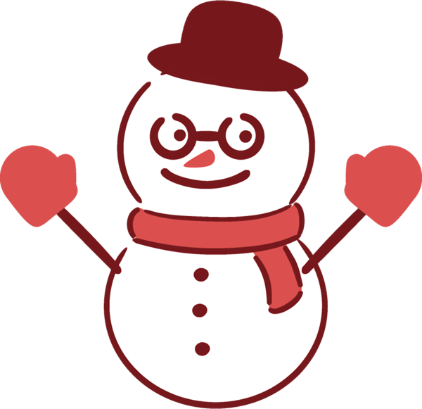 Transparent christmas Cartoon Snowman Line art for snowman for Christmas