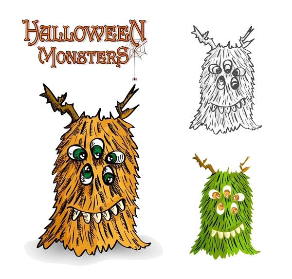 Transparent Halloween Monster Drawing Owl Leaf for Halloween
