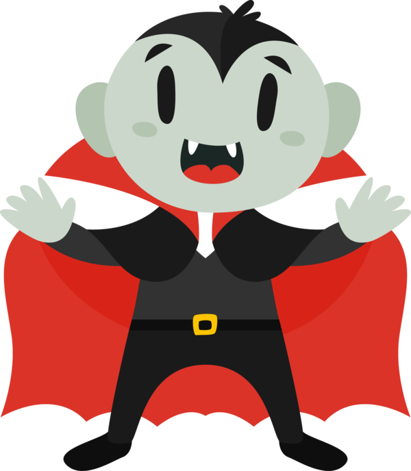 Transparent Count Dracula Halloween Cartoon Red for Halloween
