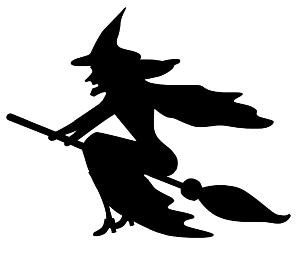 Transparent Witchcraft Halloween Flying Witch Silhouette Black And White for Halloween