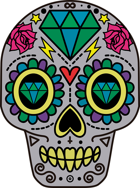 Transparent Calavera Skull Day Of The Dead Visual Arts Flower for Halloween