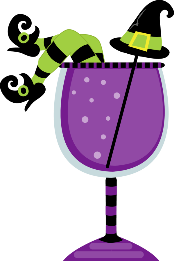 Transparent Cocktail Martini Drink Purple Stemware for Halloween