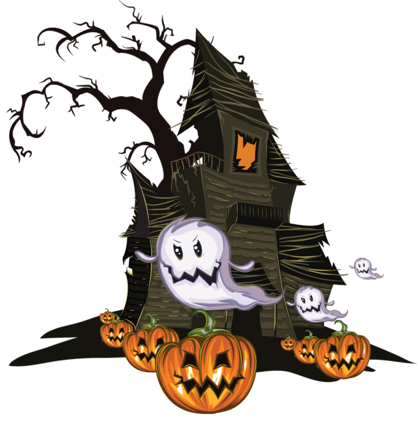 Transparent Halloween Haunted House Ghost Tree for Halloween