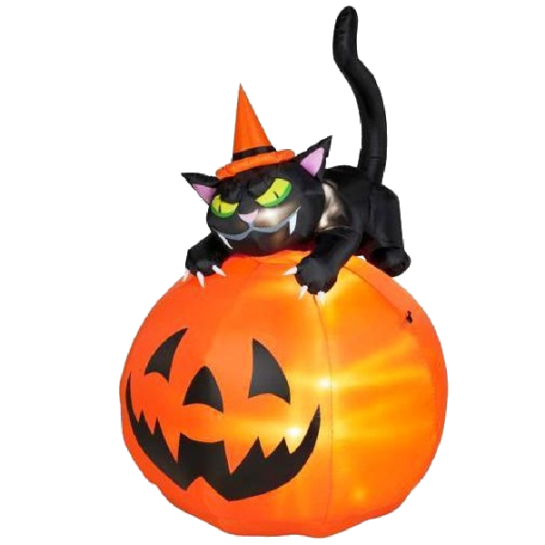 Transparent Jack O Lantern with cute little black cat for Halloween