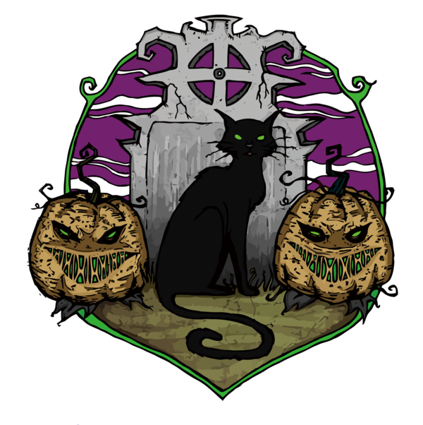 Transparent Cat Halloween Black Cat Purple Pattern for Halloween
