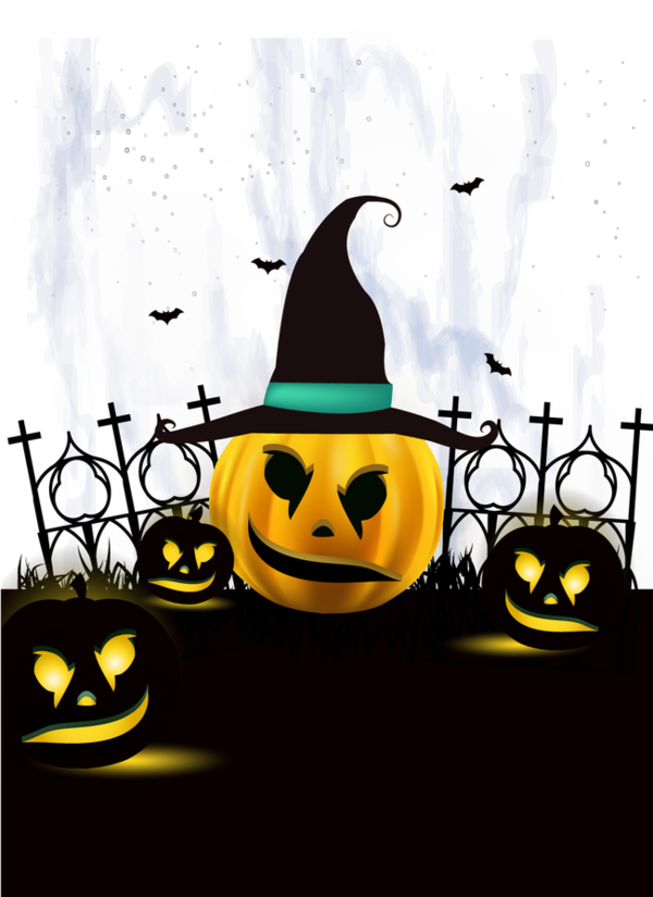 Transparent Halloween Party Jack O Lantern Yellow Smiley for Halloween
