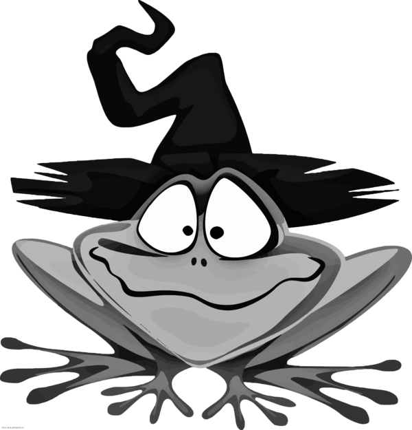 Transparent Frog Halloween Amphibians Cartoon Blackandwhite for Halloween