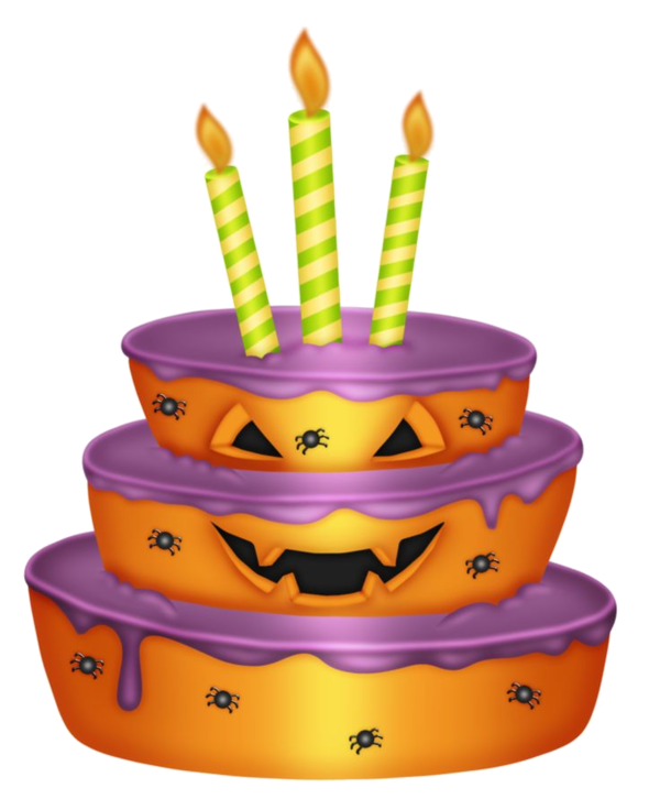 Transparent Cartoon Halloween Cake with Spiders for Halloween