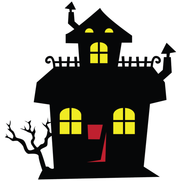 Transparent Haunted House Haunted Attraction House Yellow Text for Halloween