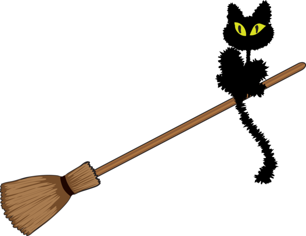 Transparent Broom Cat Black Cat Brush for Halloween