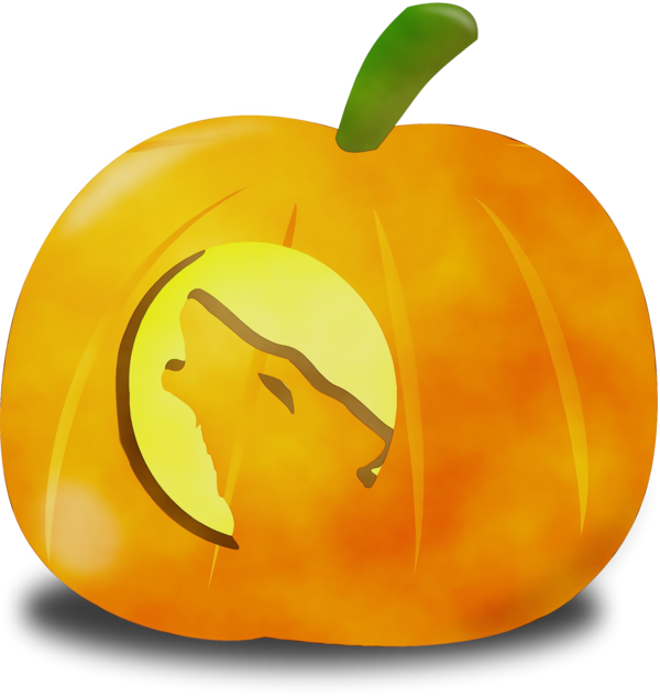 Transparent Pumpkin Jackolantern Wolf Yellow Fruit for Halloween