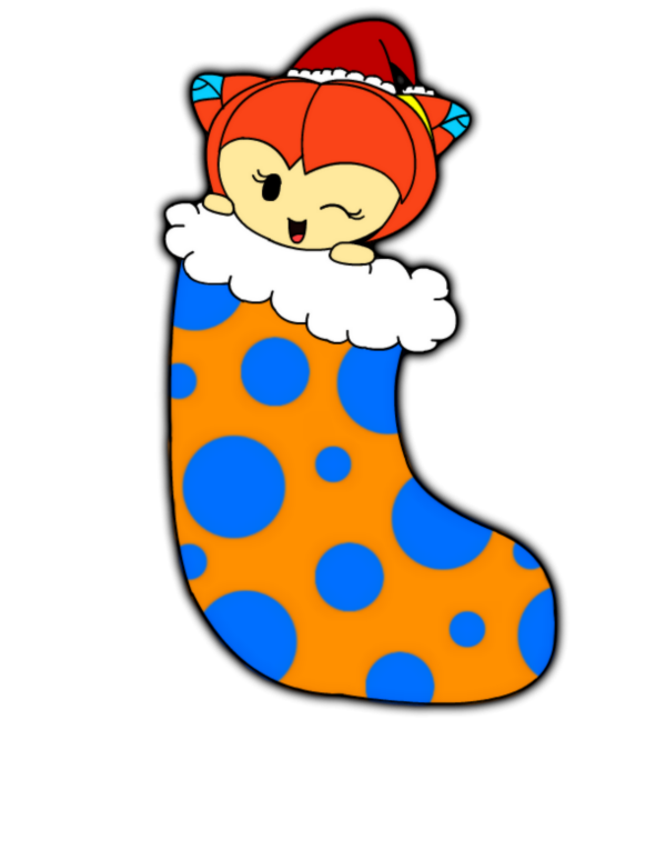 Transparent Cute cartoon girl in stocking for Christmas