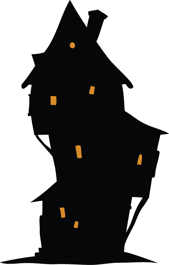 Transparent Halloween
 Haunted House Black Silhouette for Halloween