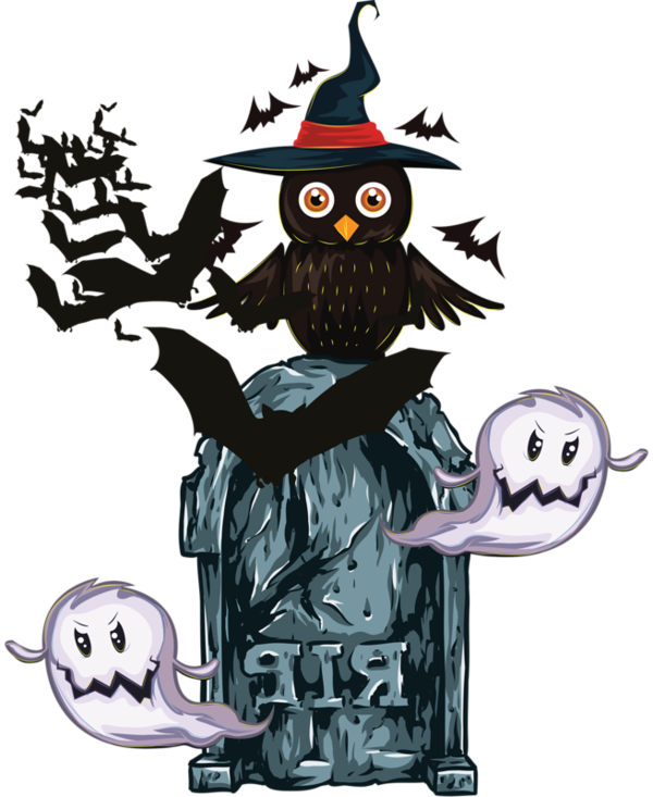 Transparent Halloween Royaltyfree Ghost Owl Bird for Halloween