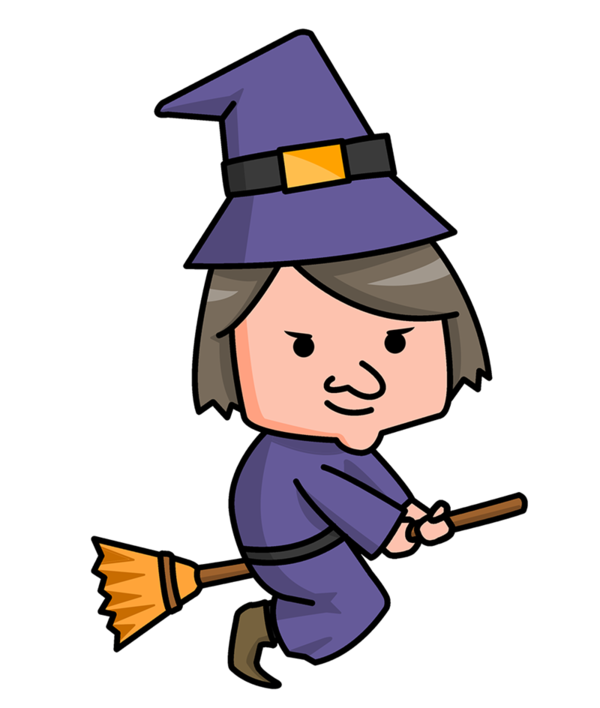 Transparent Cartoon Witchcraft Befana Purple for Halloween